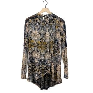 Free People Nouveau Draped Lace Tunic Blouse Large